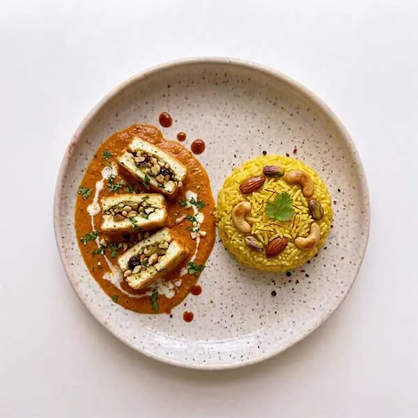 Paneer Pasanda with Zafrani Pulao